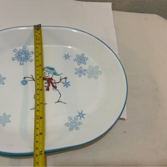 Set 2 Corelle Winter Magic “Snowman” 12” by 10” Serving Platter - Picture 5 of 7